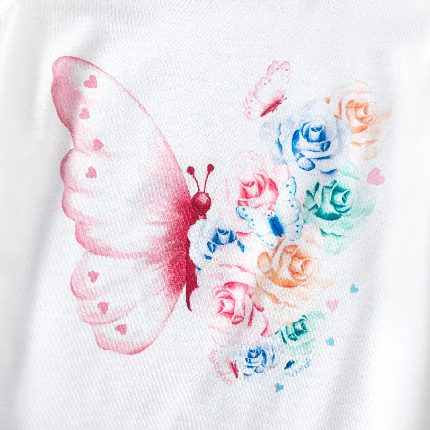 2pcs Toddler Girl Butterfly & Floral Print Short-sleeve Tee and Pants Set Pink image 4