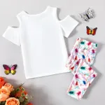2pcs Toddler Girl Butterfly & Floral Print Short-sleeve Tee and Pants Set  image 2