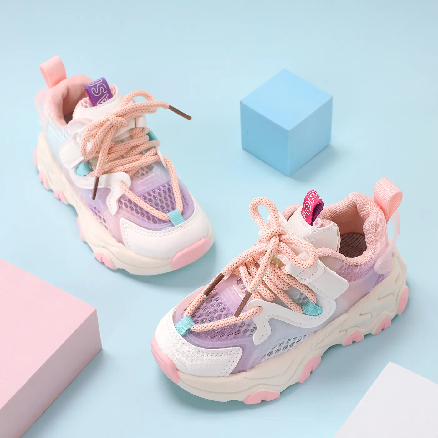 Kids Lace-up Front Ombre Breathable Lightweight Sport Shoes  big image 1