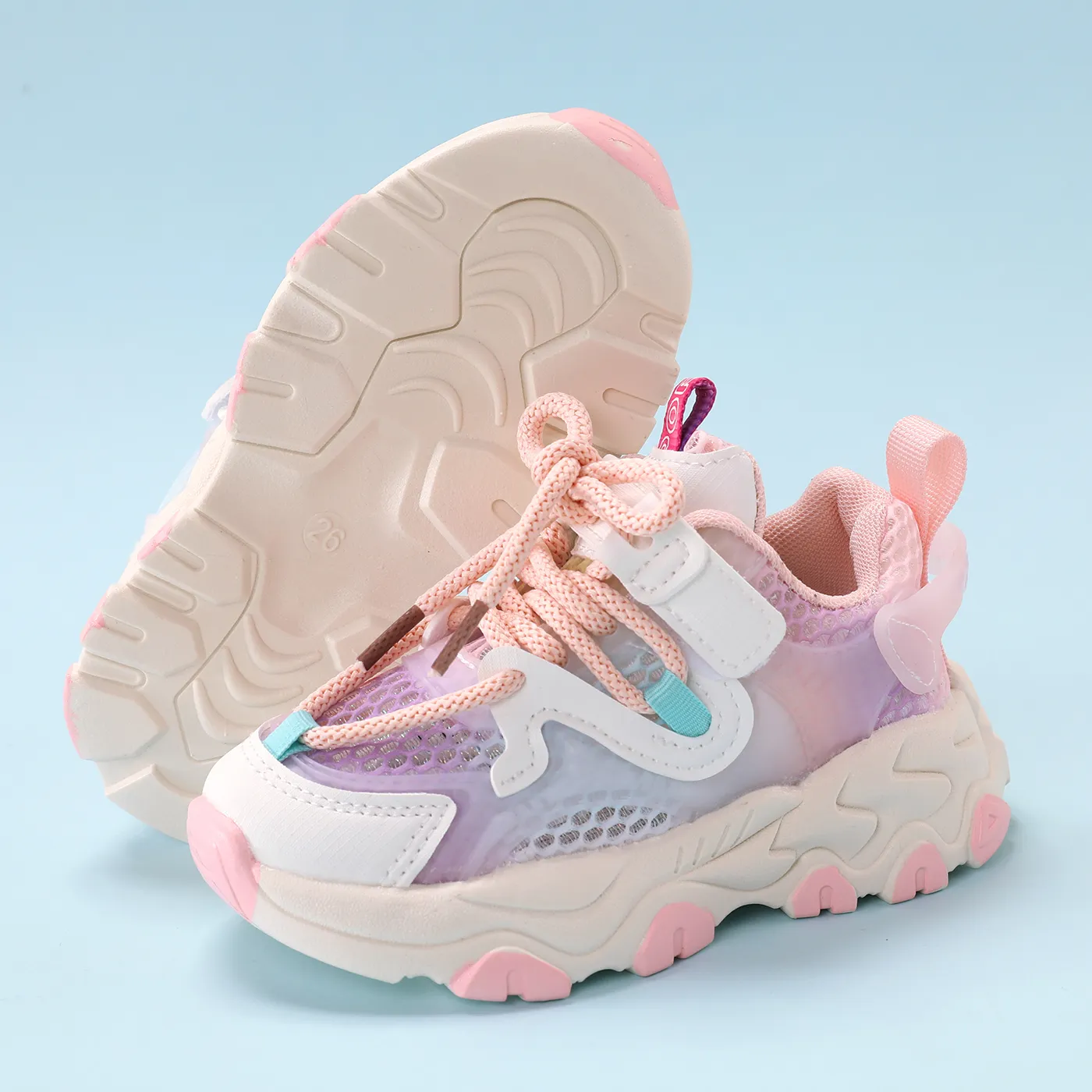 Kids Lace-up Front Ombre Breathable Lightweight Sport Shoes  image 2