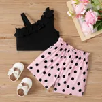 2pcs Baby Girl Ruffled One-Shoulder Cami Top and Naia™ Polka Dots Shorts Set   image 2