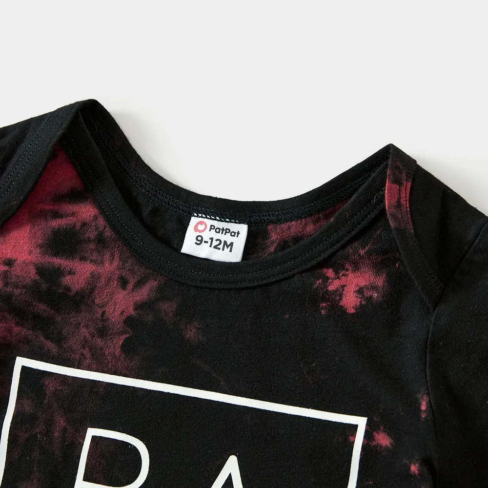 Family Matching 100% Cotton Letter Print Tie Dye Short-sleeve Tops big image 3