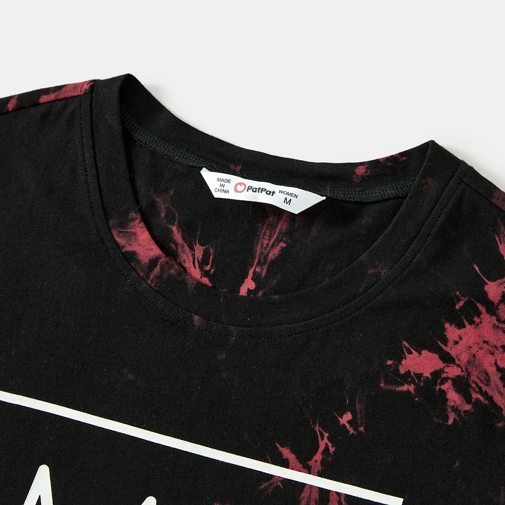 Family Matching 100% Cotton Letter Print Tie Dye Short-sleeve Tops big image 11