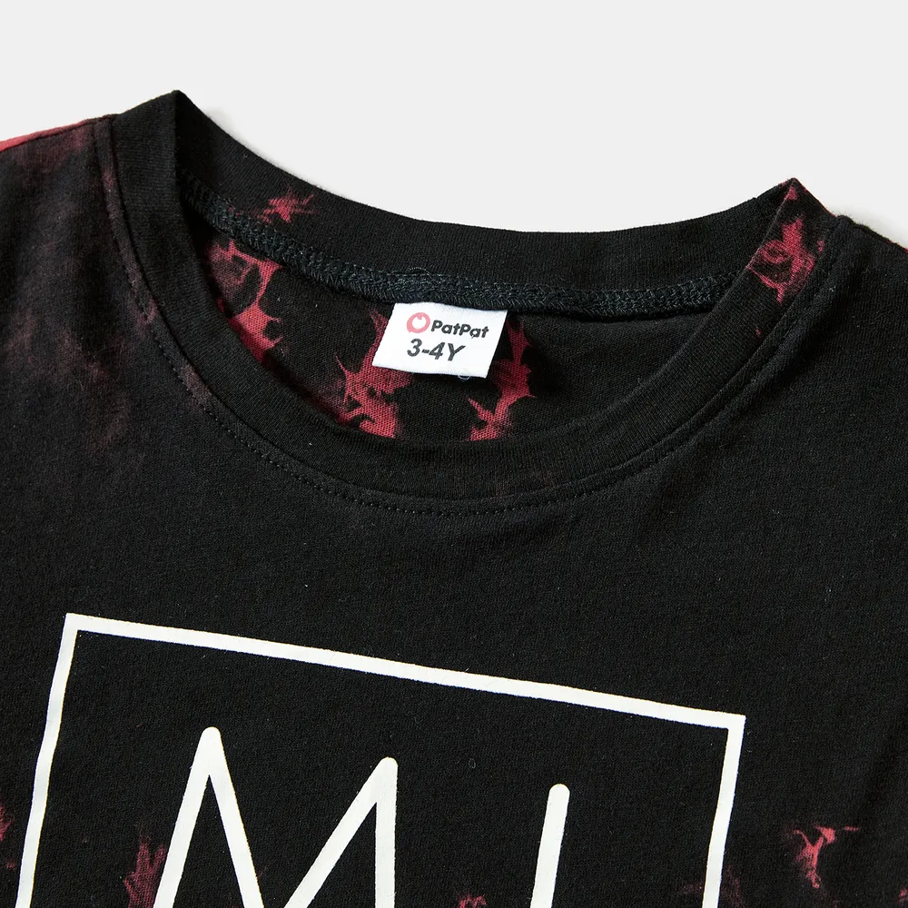 Family Matching 100% Cotton Letter Print Tie Dye Short-sleeve Tops big image 8