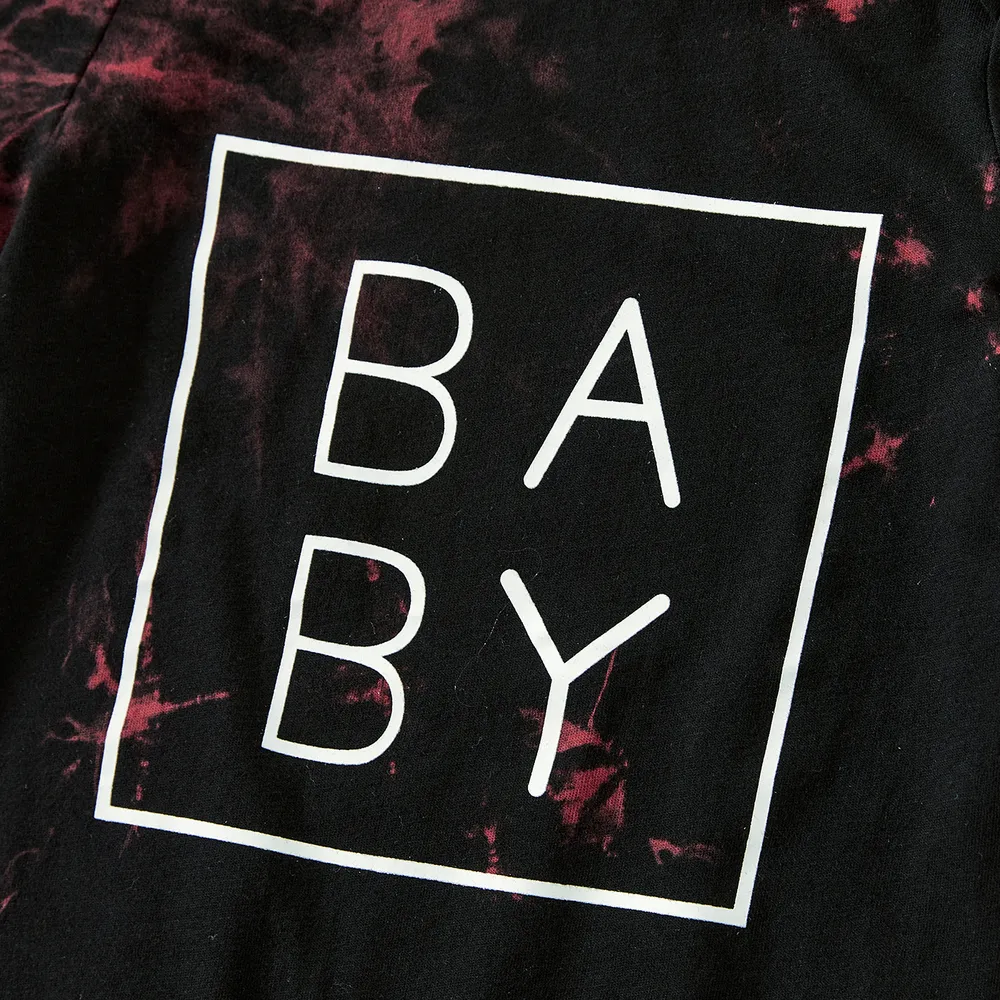 Family Matching 100% Cotton Letter Print Tie Dye Short-sleeve Tops big image 4