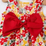 2pcs Baby Girl Allover Floral Print Bow Decor Strappy Dress and Hat Set  image 4
