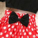 3pcs Baby Girl 95% Cotton Cold Shoulder Cami Top and Bow Front Polka Dots Skirt & Headband Set  image 4