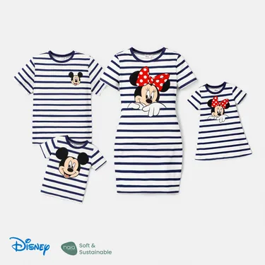 Disney Mickey and Friends Family Matching Stripe & Character Print Short-sleeve Naia™Dresses and T-shirts Sets