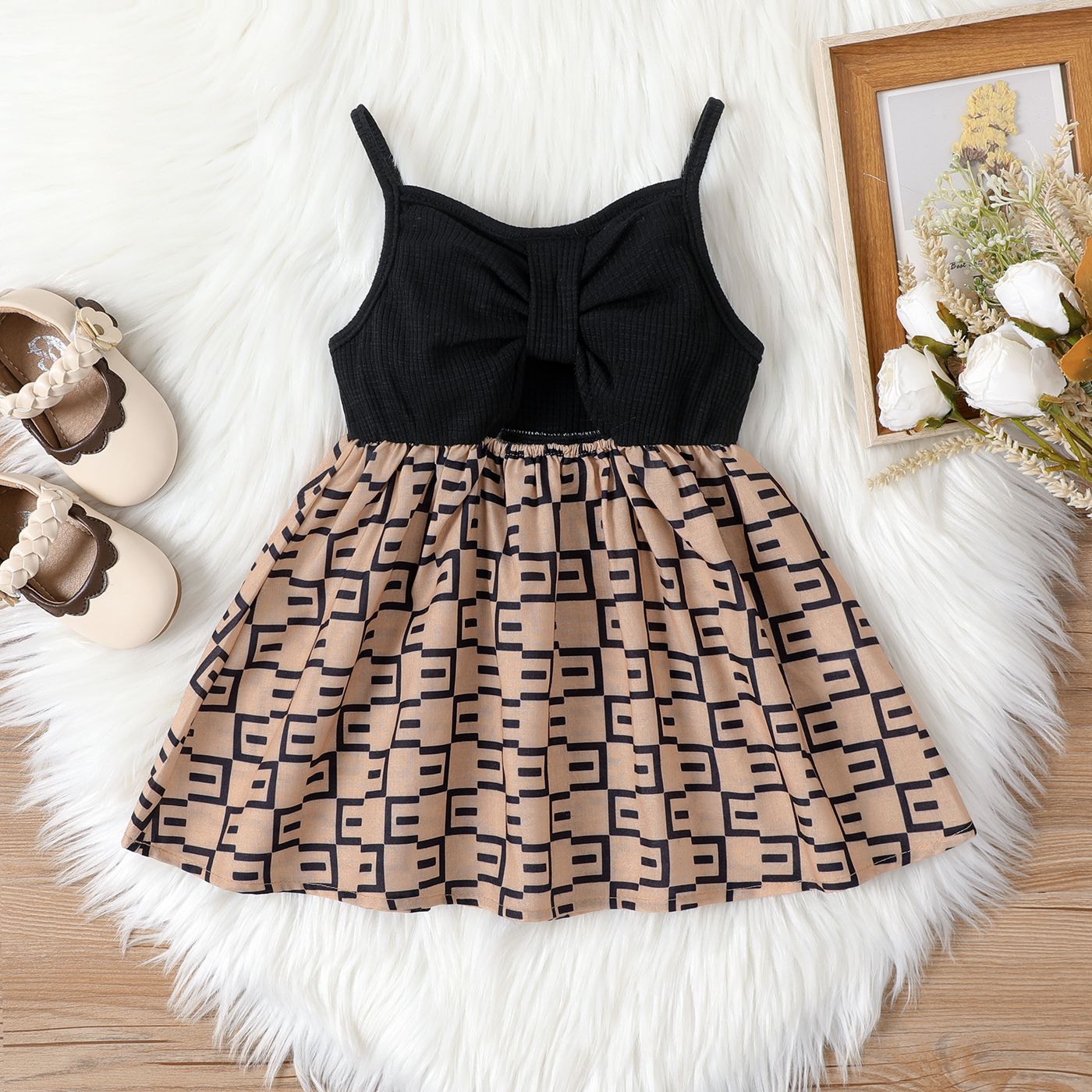 

Baby Girl Ribbed Print Slip Dress