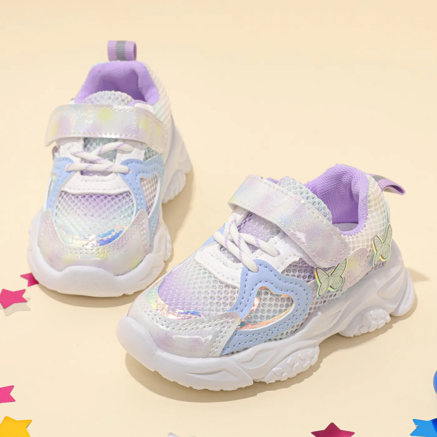 Toddler/Kid Butterfly decor Velcro Mesh Sporty Shoes Purple image 2
