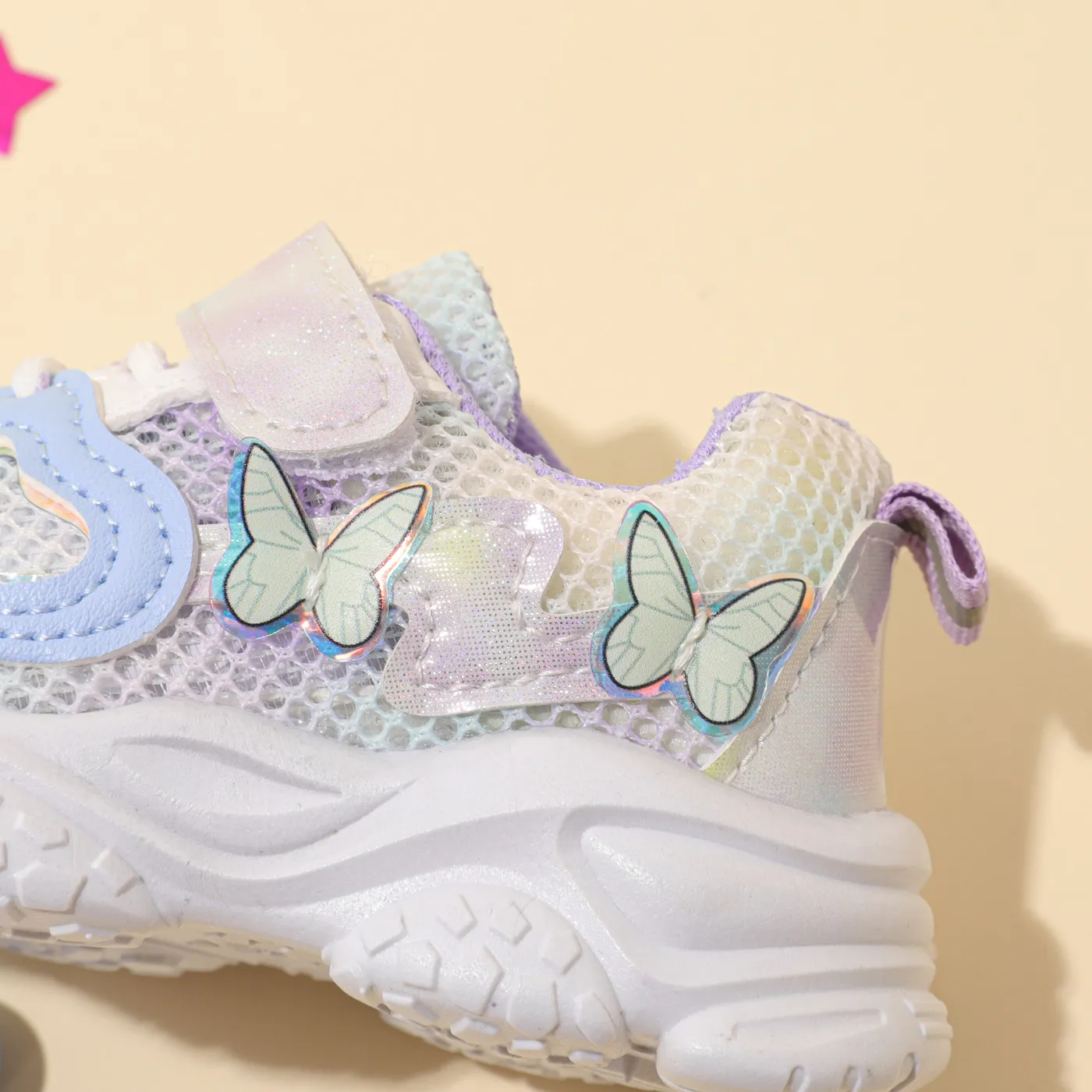 Toddler/Kid Butterfly decor Velcro Mesh Sporty Shoes Purple image 5