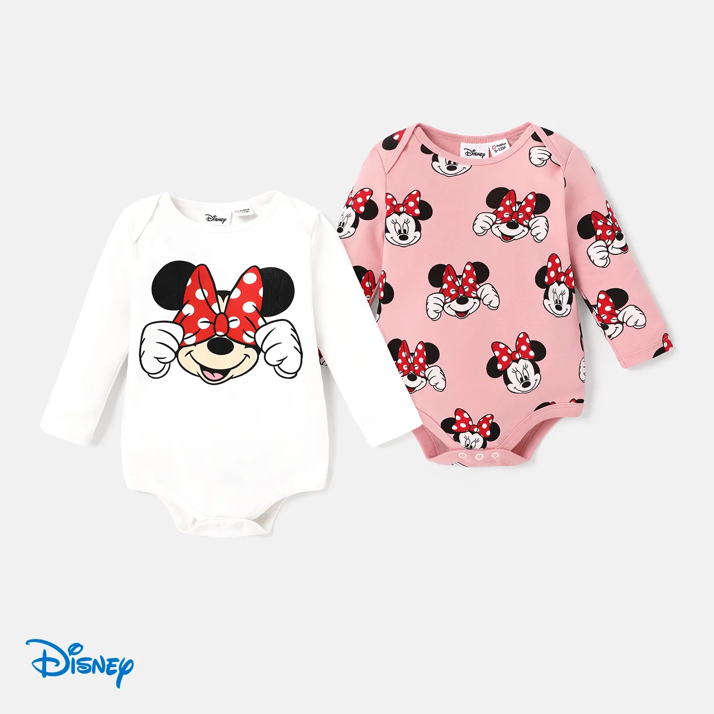 Disney Mickey and Friends Baby Girl 100% Cotton Character Print Long-sleeve Bodysuit