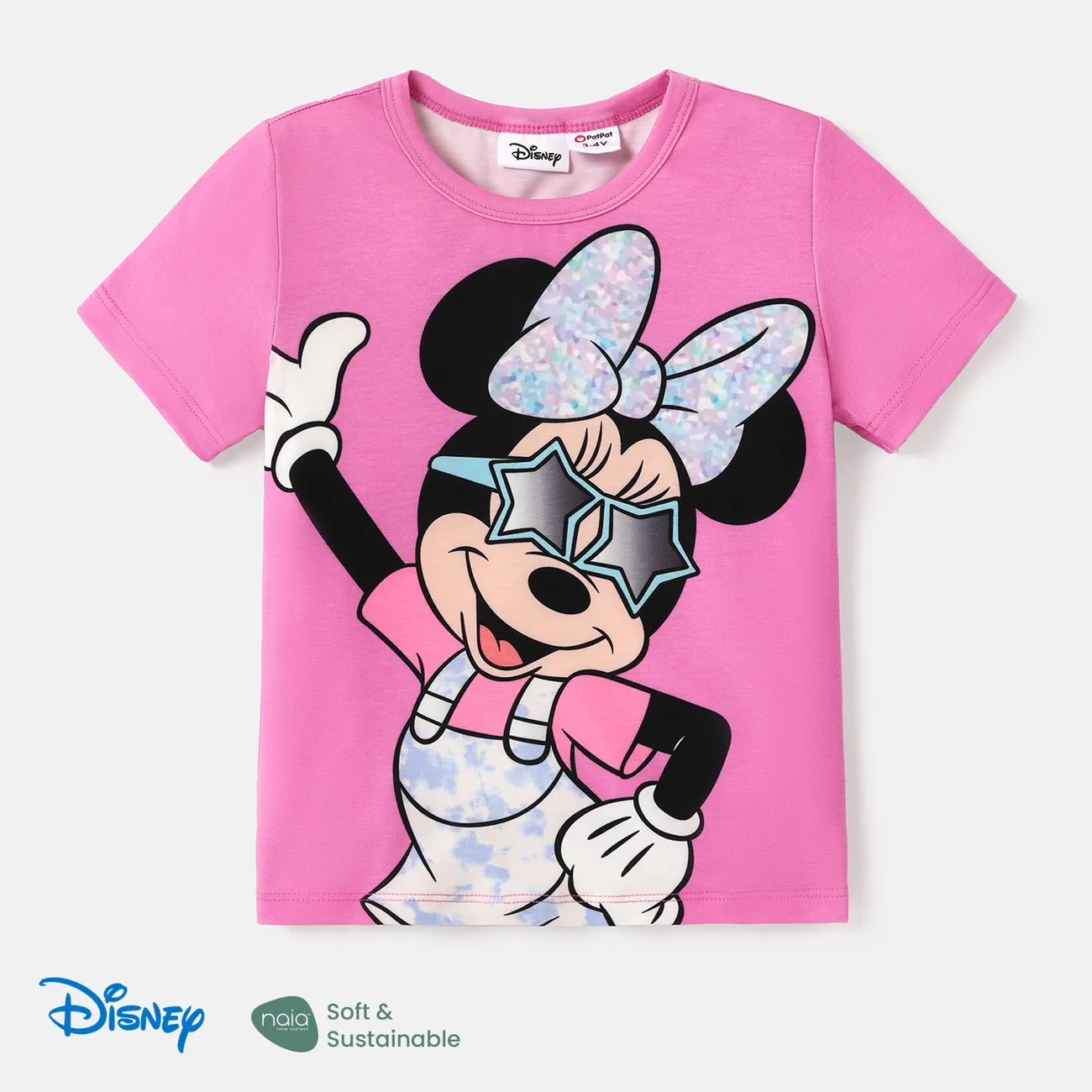 Disney Toddler/Kid Girl/Boy Character Print Naia™ Tee de manga curta cor de rosa big image 1