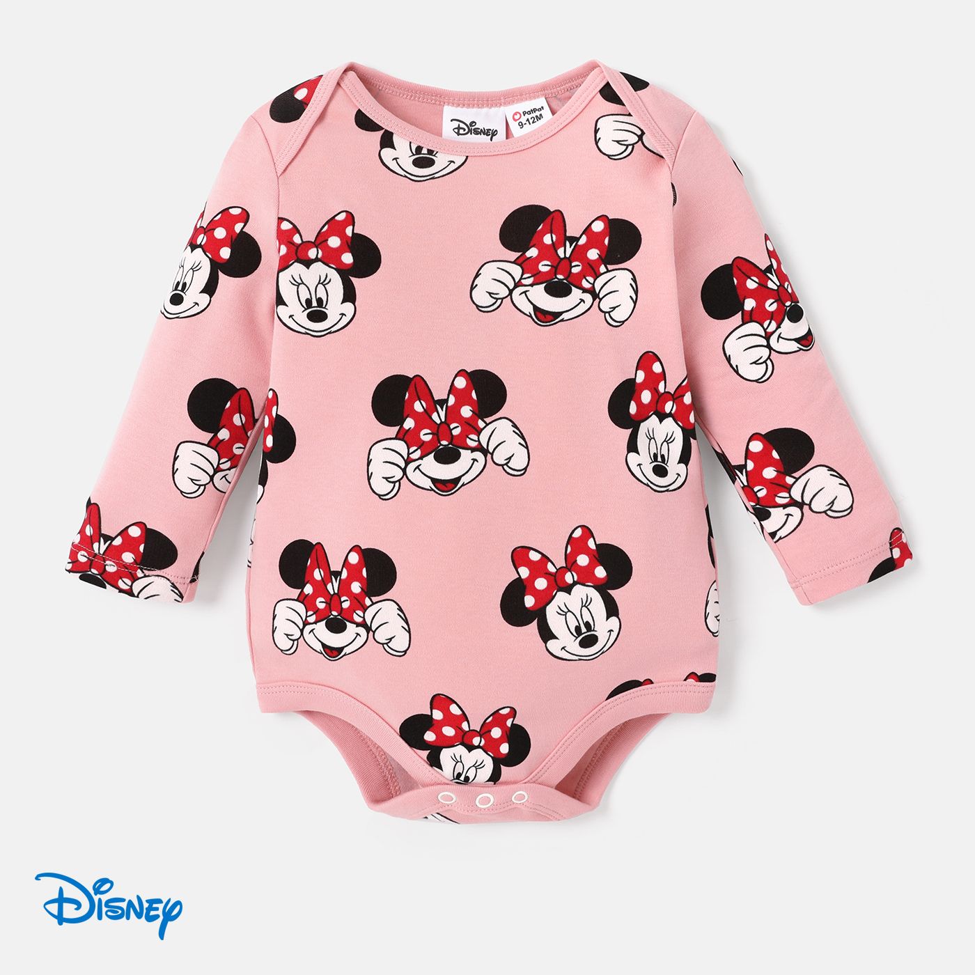 Disney Mickey And Friends Baby Girl 100% Cotton Character Print Long-sleeve Bodysuit