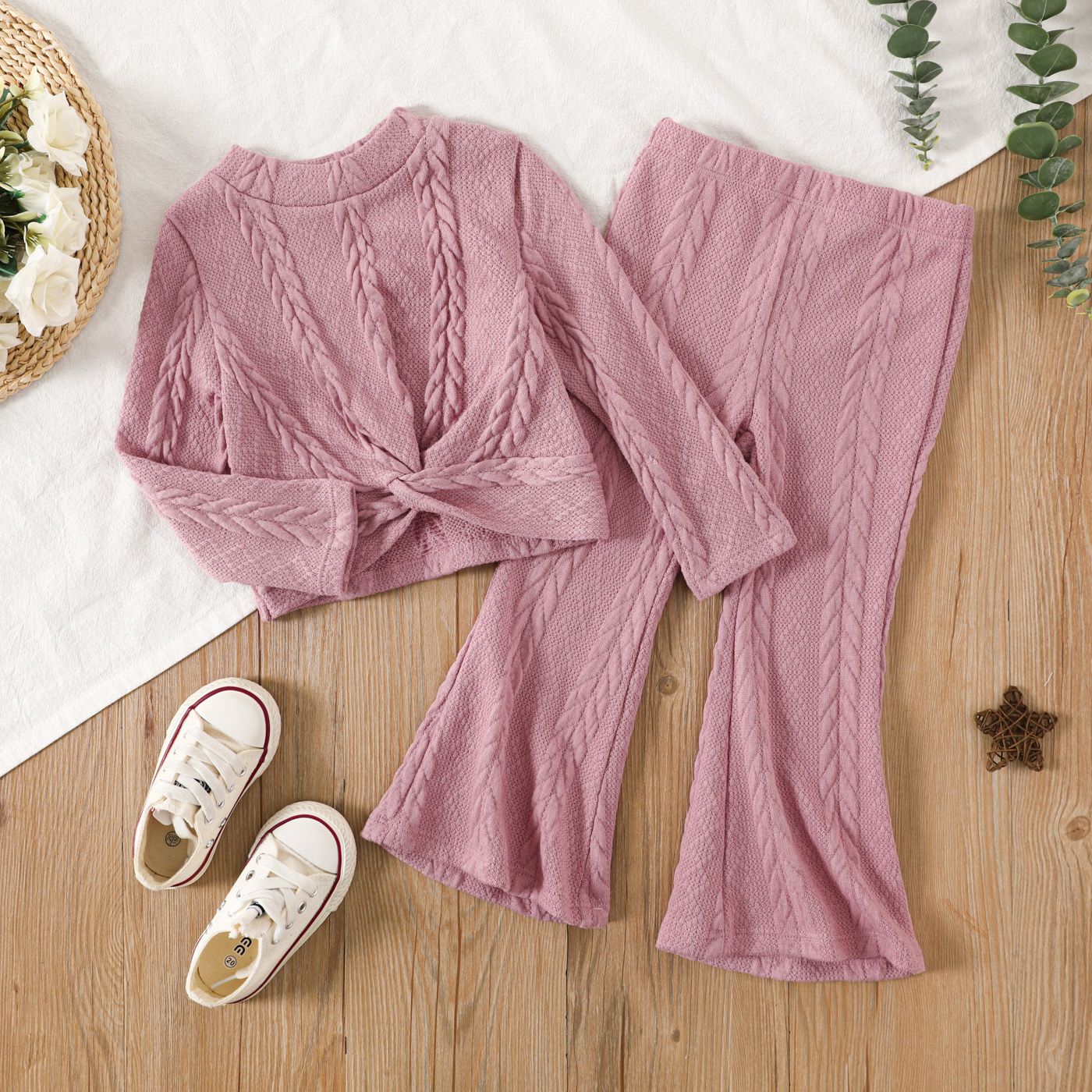 

2pcs Toddler Girl Solid Color Sets