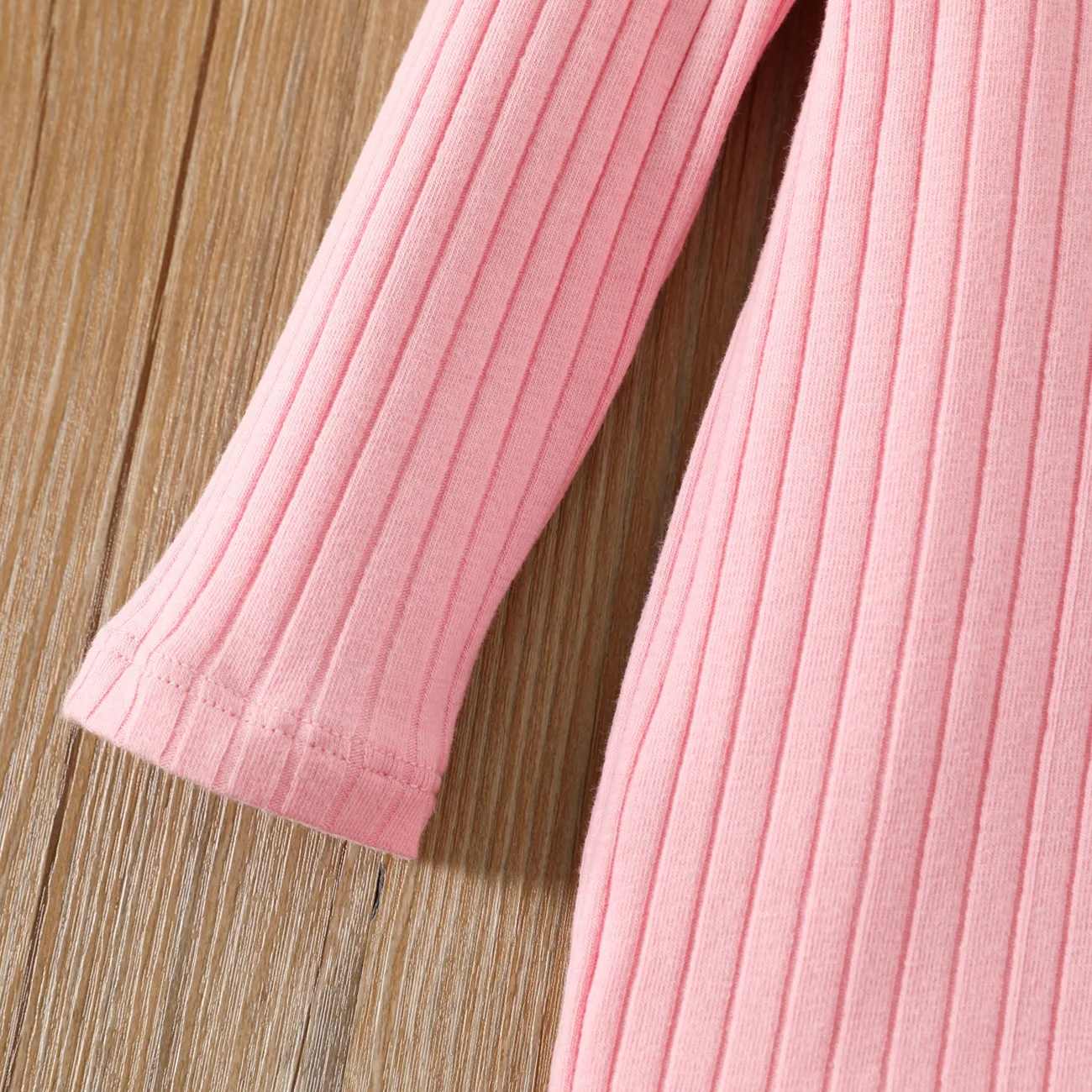 Toddler Girl Solid Basic Style Long Sleeves Dress Pink big image 1
