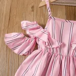 Toddler Girl Pink Stripe Print Ruffled Slip Dress   image 4