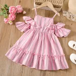 Toddler Girl Pink Stripe Print Ruffled Slip Dress   image 2