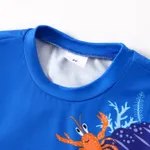 Toddler Boy Sea Animal Print Patch Pocket Short-sleeve Tee  Blue image 3