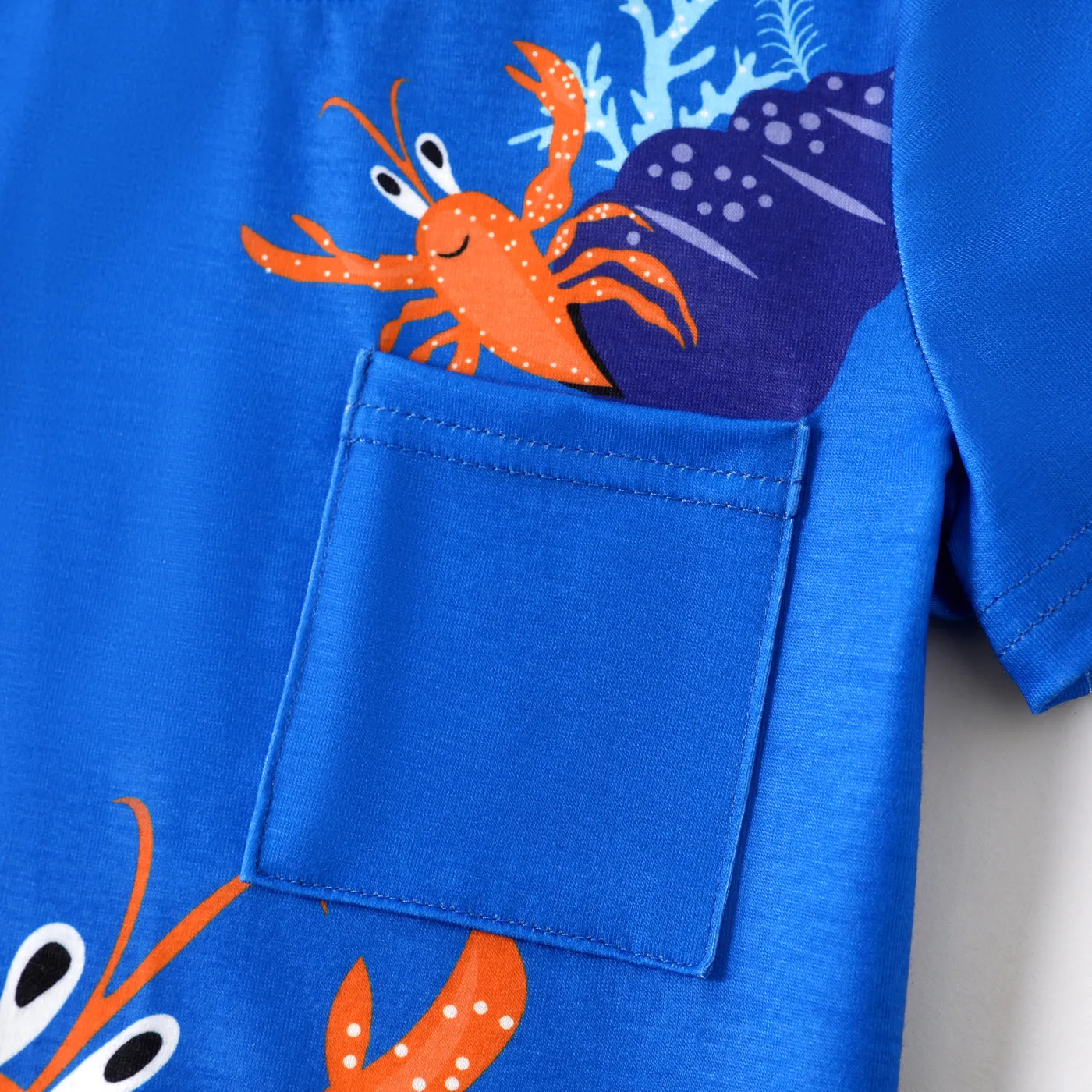 Criança Menino Bolso cosido Infantil Manga curta T-shirts  image 5