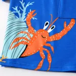 Toddler Boy Sea Animal Print Patch Pocket Short-sleeve Tee  Blue image 4