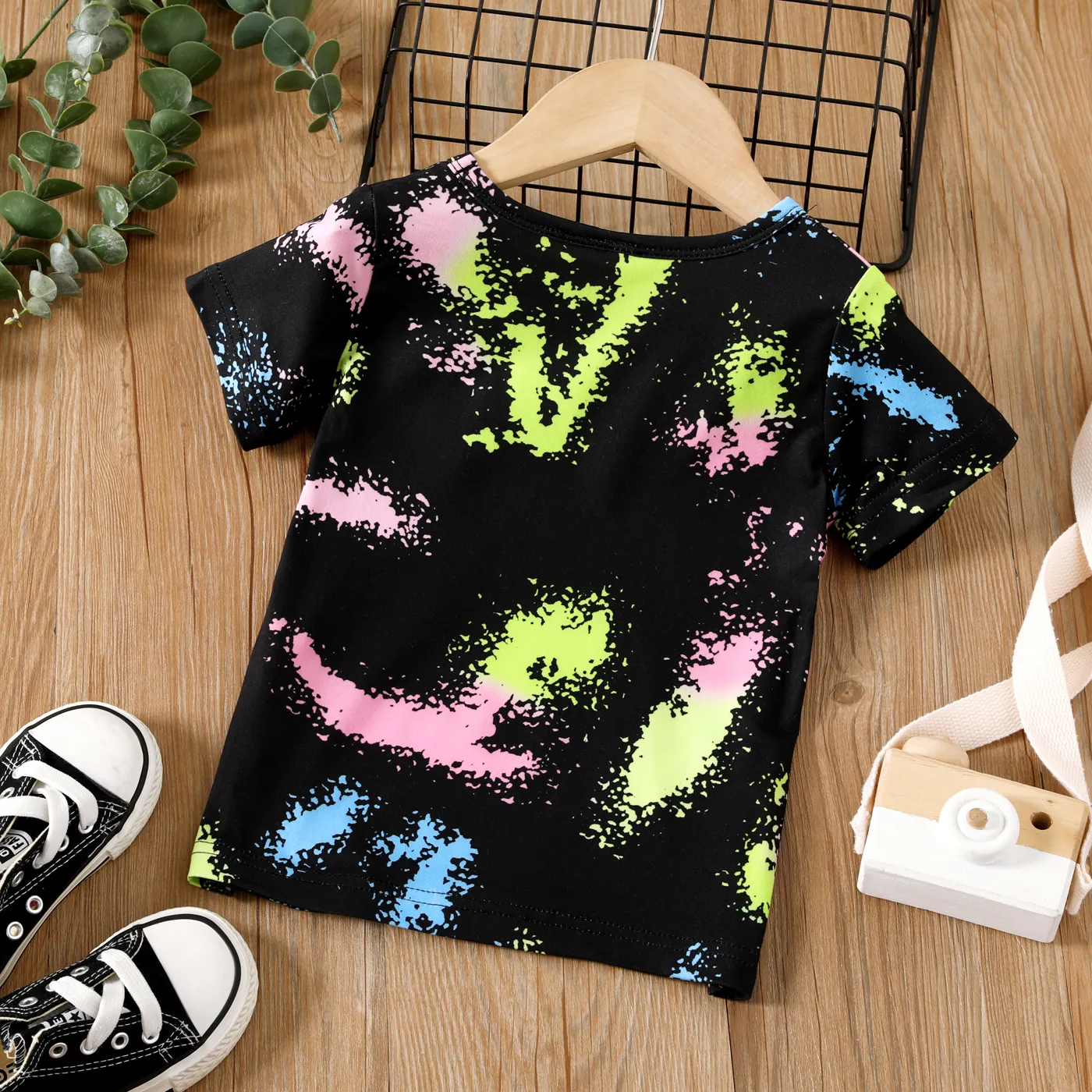 Toddler Girl Figure Print Short-sleeve Tee  Black image 2