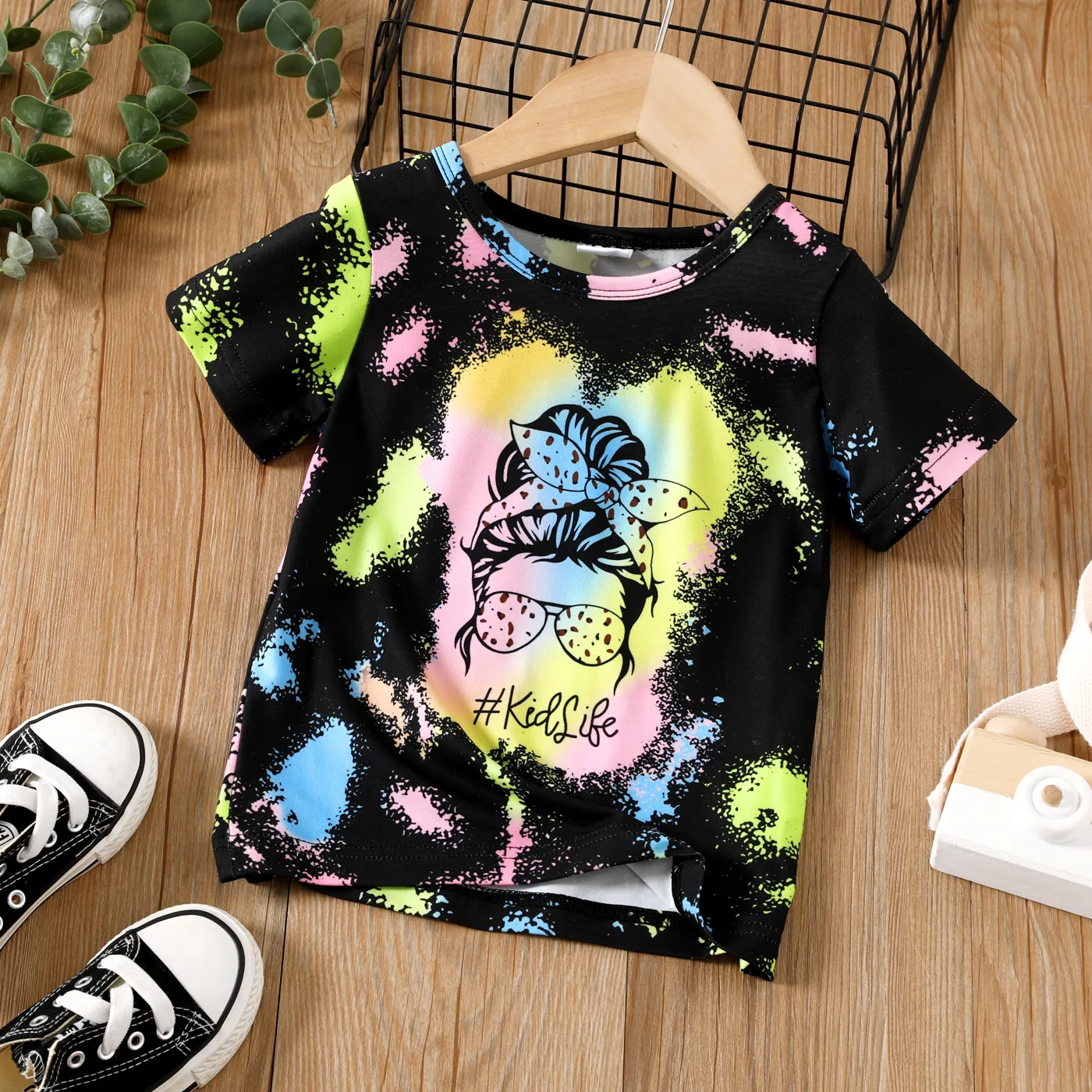 Toddler Girl Figure Print Short-sleeve Tee  Black big image 1