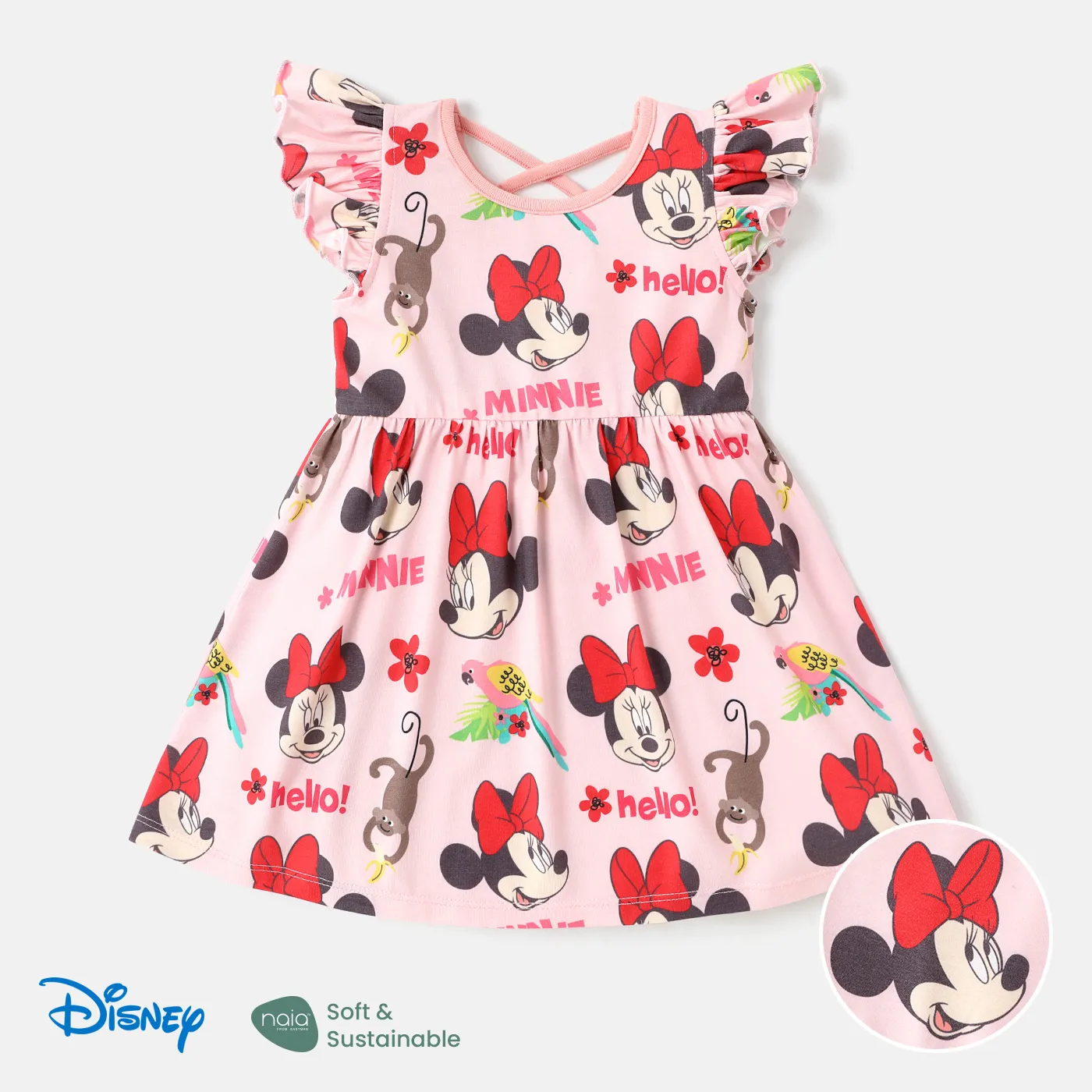Disney Mickey And Friends Baby/ Toddler Girl Flutter-sleeve Allover Print Naiaâ¢ Dress