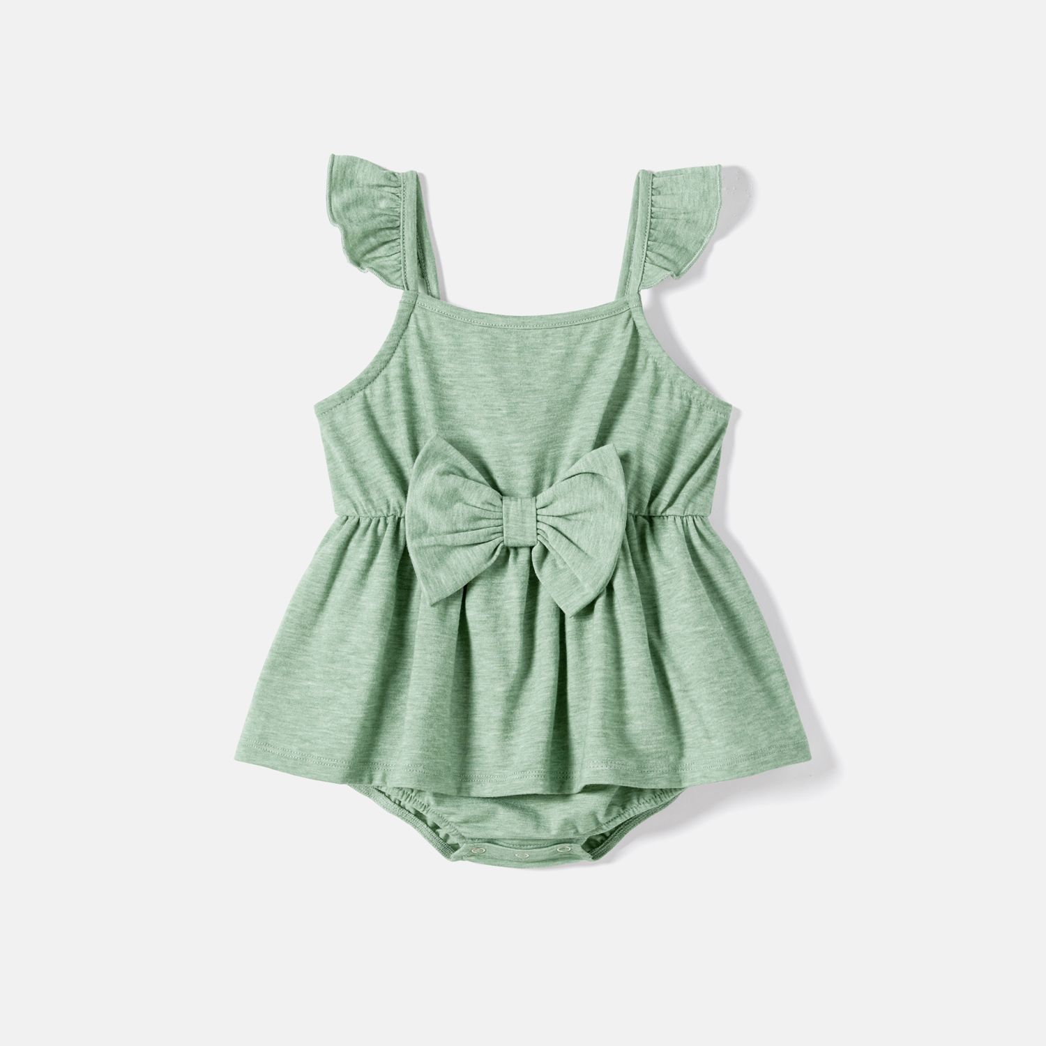 Family Matching Button Half Placket Ruched Tank Dresses And Colorblock Polo Neck T-Shirts Sets