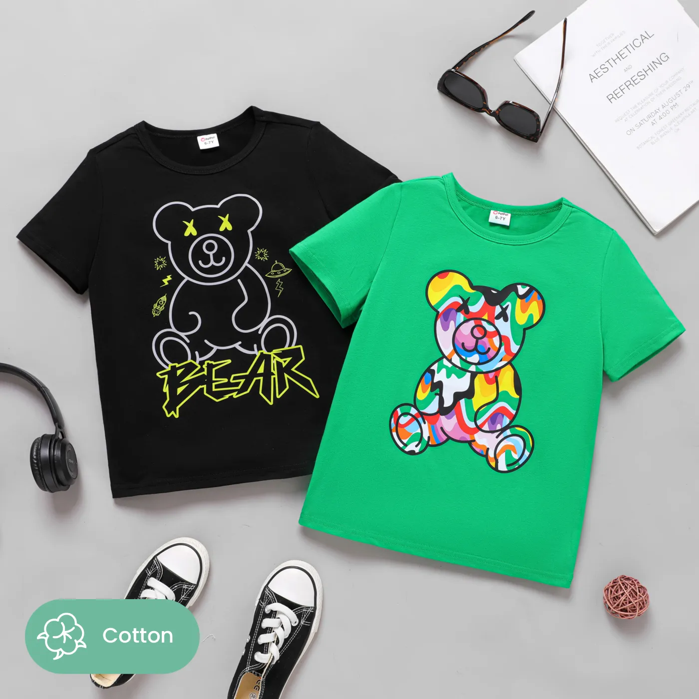 Kid Boy Cotton Little Bear Print Short-sleeve Tee  image 6