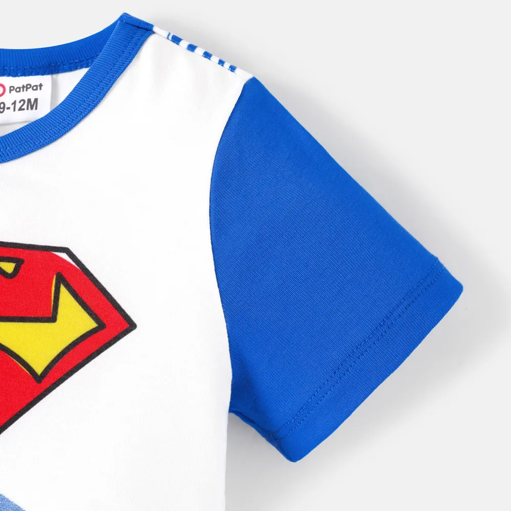 Justice League Baby Girl/Boy Naia™ Stripe Overalls Pattern Short-sleeve Jumpsuit big image 4