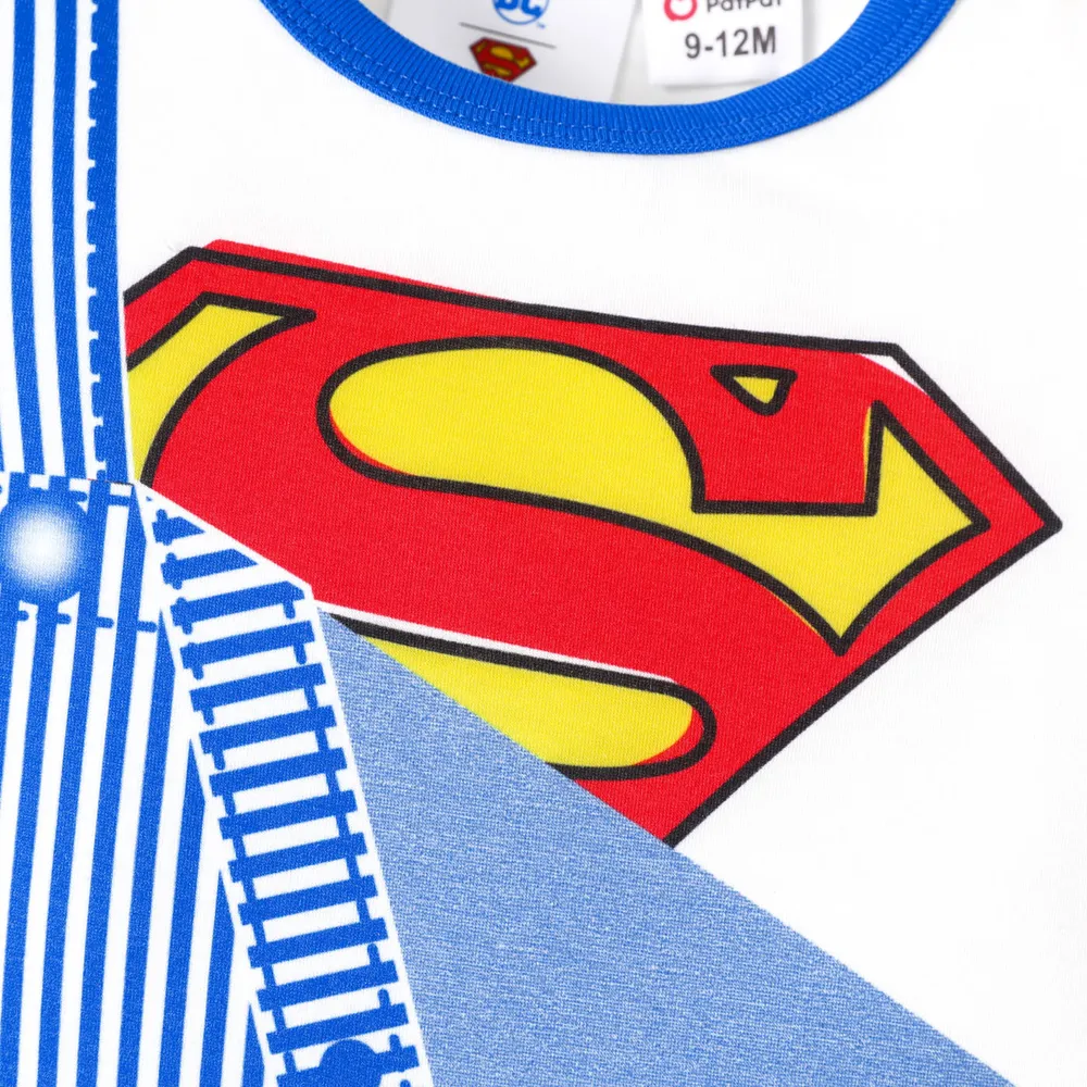 Justice League Baby Girl/Boy Naia™ Stripe Overalls Pattern Short-sleeve Jumpsuit big image 3