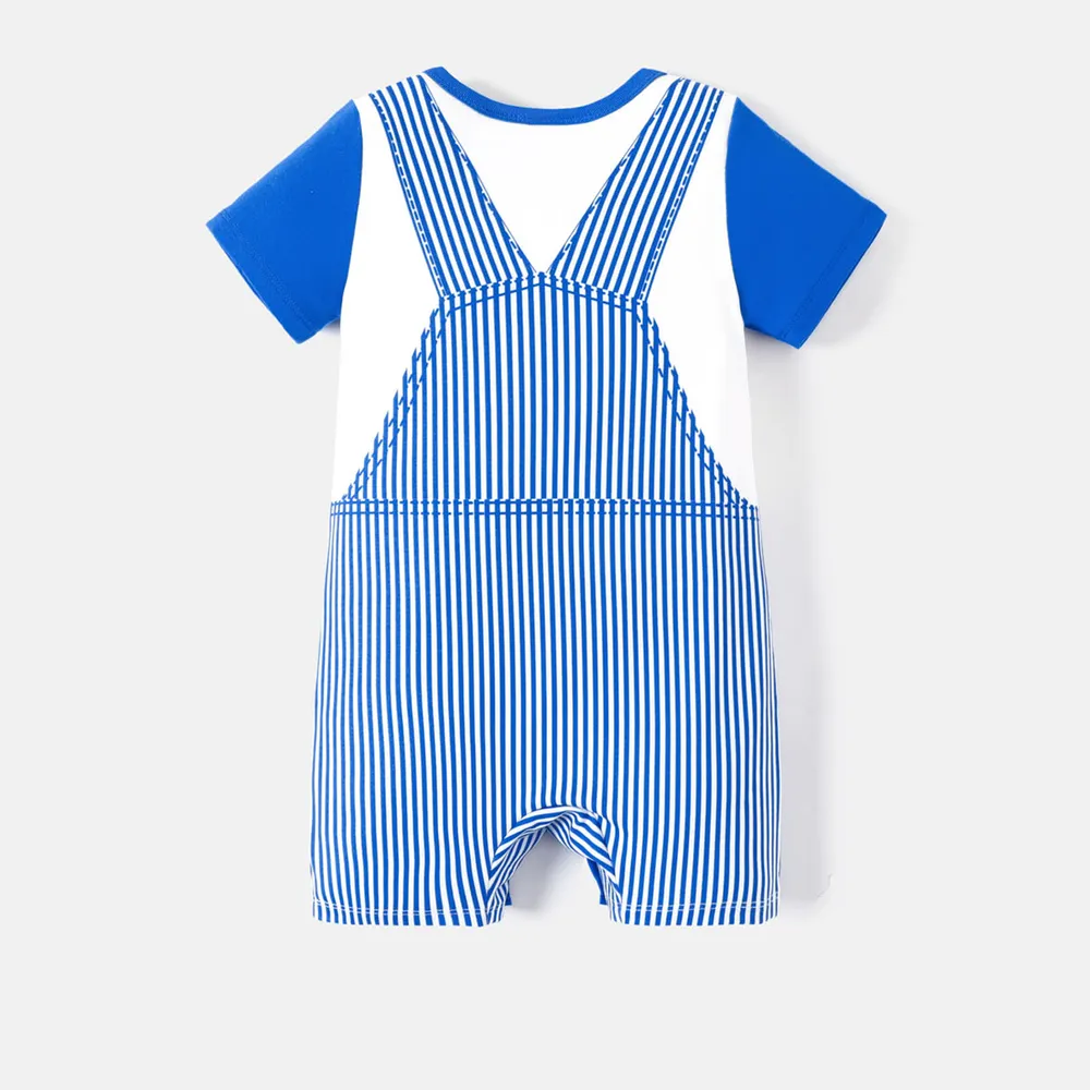 Justice League Baby Girl/Boy Naia™ Stripe Overalls Pattern Short-sleeve Jumpsuit big image 6