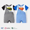 Justice League Baby Girl/Boy Naia™ Stripe Overalls Pattern Short-sleeve Jumpsuit  image 2