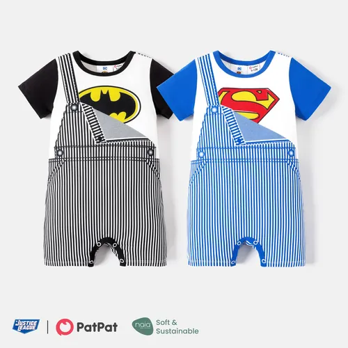 Justice League Baby Girl/Boy Naia™ Stripe Overalls Pattern Short-sleeve Jumpsuit