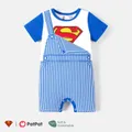 Justice League Baby Girl/Boy Naia™ Stripe Overalls Pattern Short-sleeve Jumpsuit  image 1