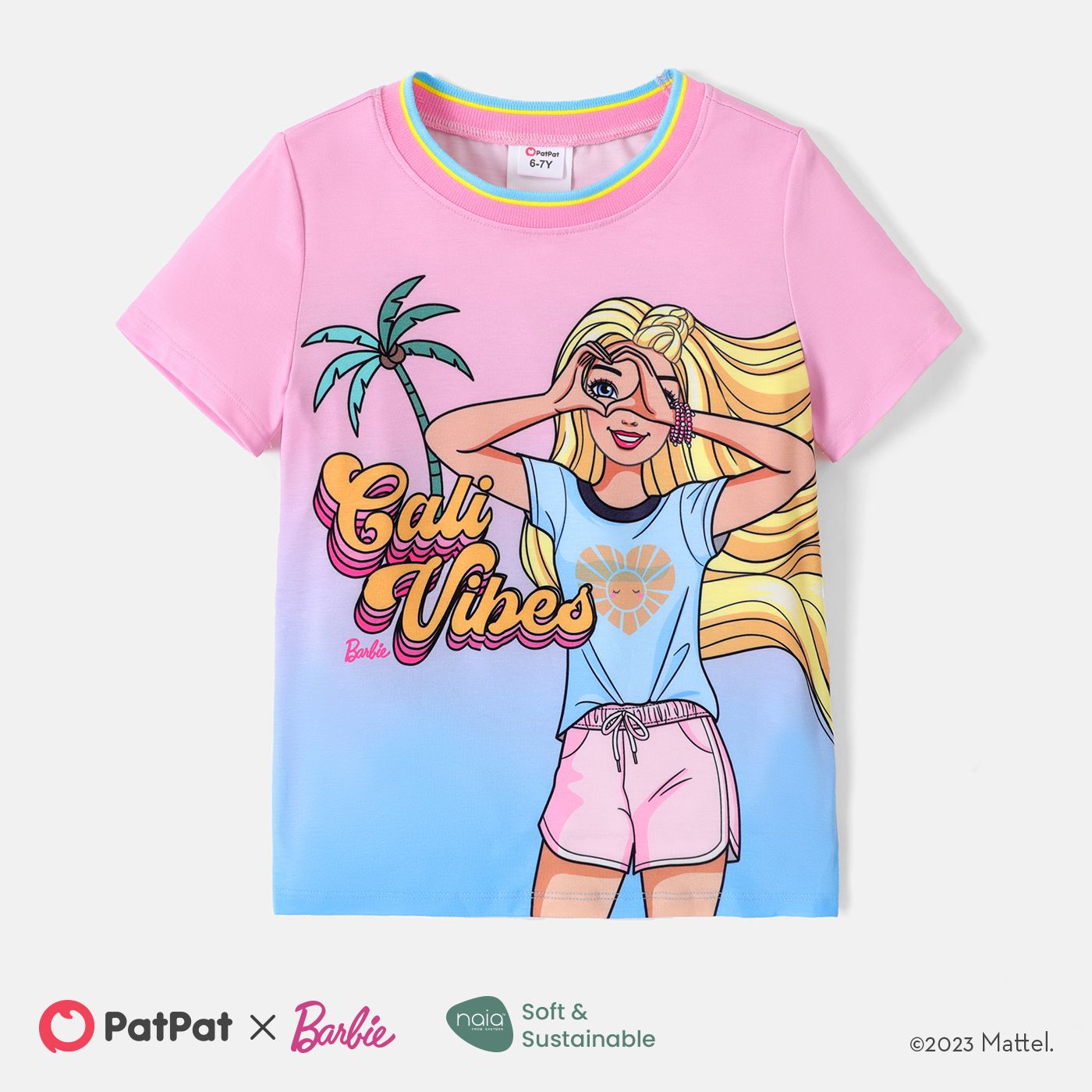 

Barbie Kid Girl Naia™ Character & Letter Print Short-sleeve Tee