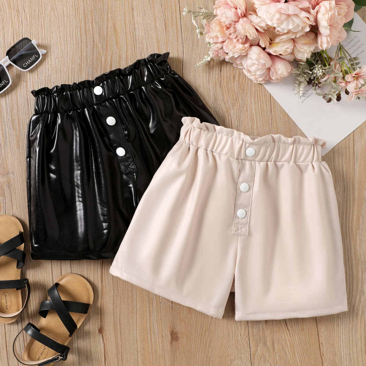 Kid Girl Solid Ruffled Shorts  Apricot image 2