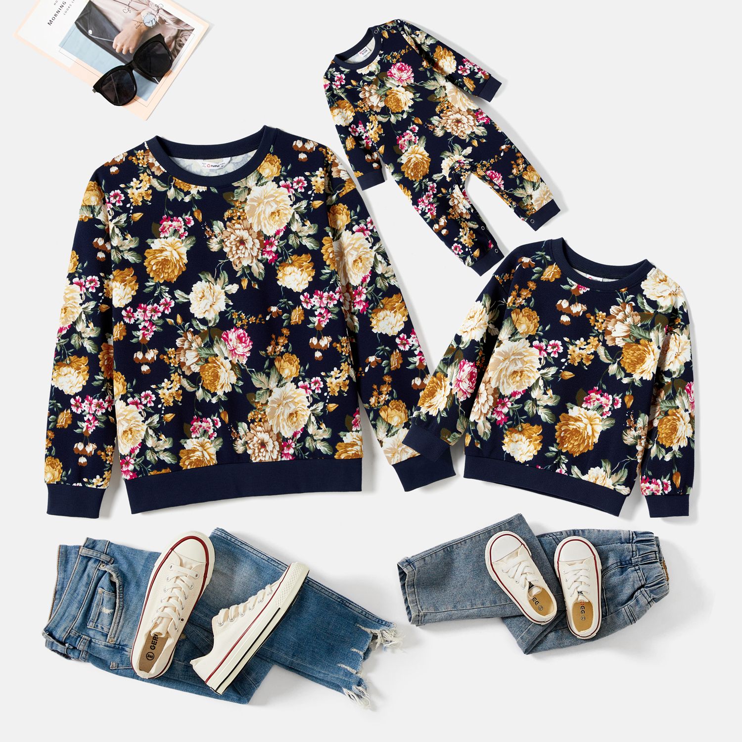 

Mommy and Me Long-sleeve Allover Floral Print Tops
