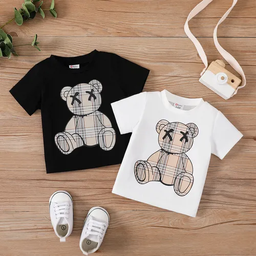 Bebé Unissexo Urso Infantil Manga curta T-shirts