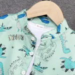2pcs Kid Boy Allover Dinosaur Print Short-sleeve Shirt and Solid Shorts Set    image 4