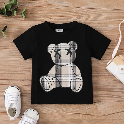 Bebé Unissexo Urso Infantil Manga curta T-shirts