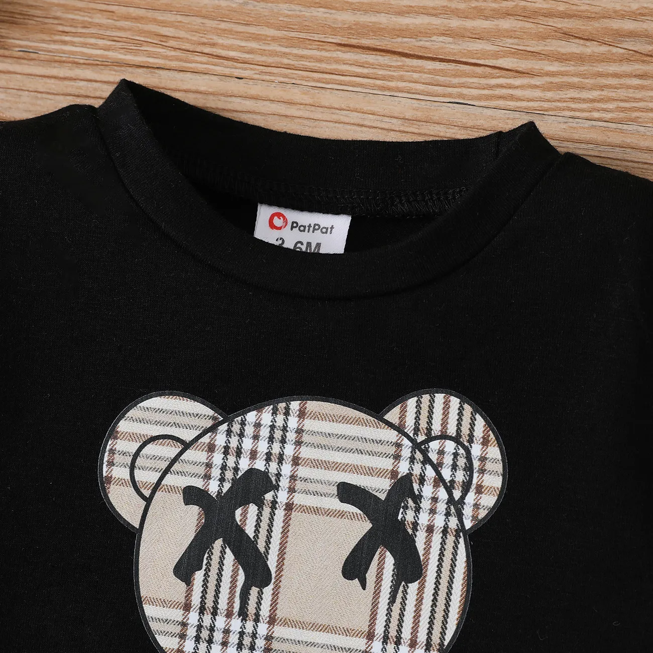 Baby Unisex Bär Kindlich Kurzärmelig T-Shirts schwarz big image 1