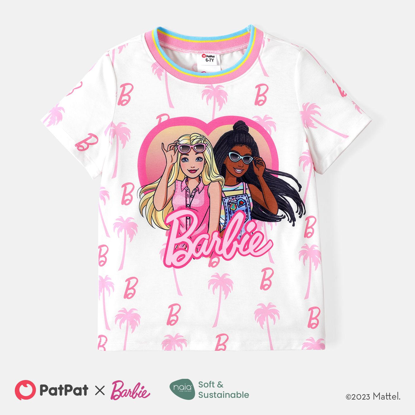 

Barbie Kid Girl Naia™ Character & Letter Print Short-sleeve Tee