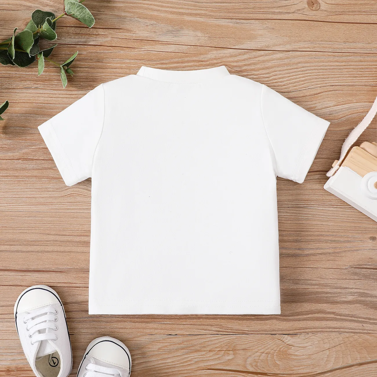 Bébé Unisexe Ours Enfantin Manches courtes T-Shirt Blanc big image 1