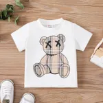 Baby Girl/Boy Plaid Bear Graphic Short-sleeve Tee  White