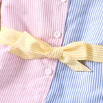 Toddler Girl Colorblock Stripe Belted Shirt Romper  image 4