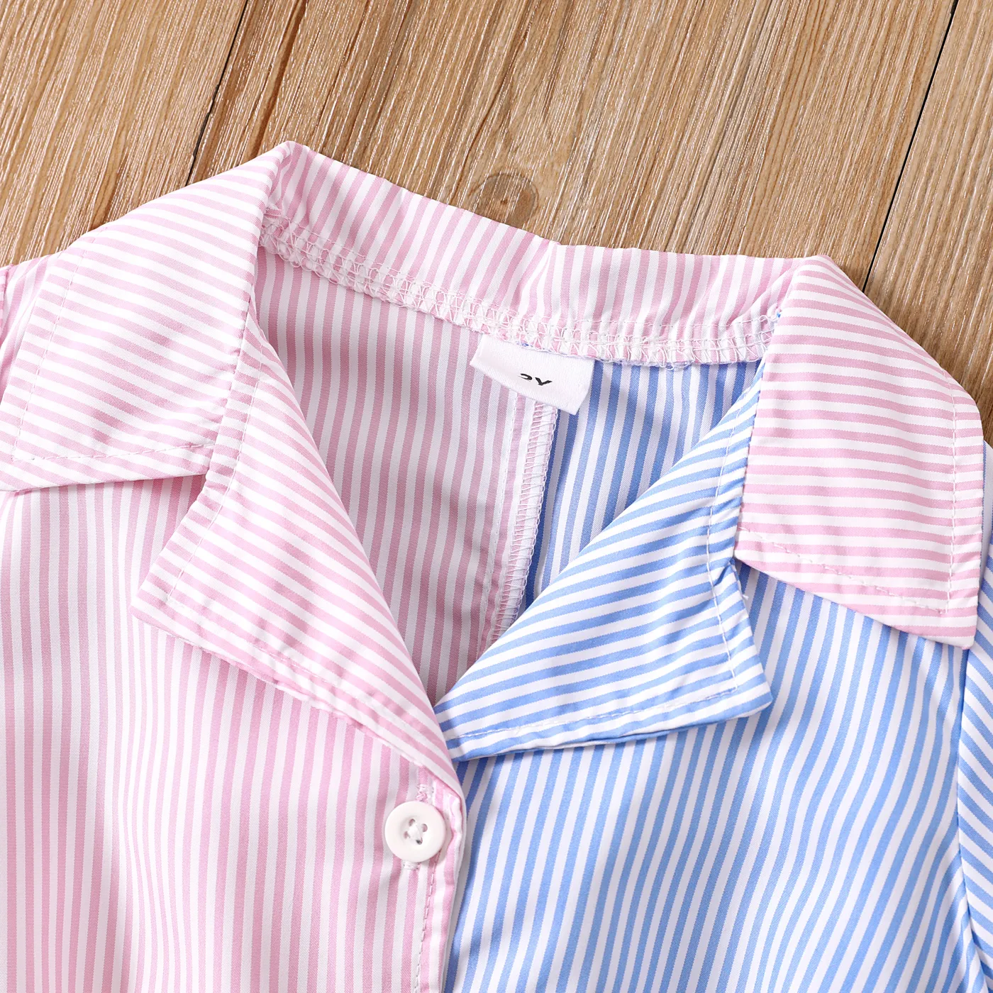 Toddler Girl Colorblock Stripe Belted Shirt Romper  image 3