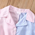 Toddler Girl Colorblock Stripe Belted Shirt Romper  image 3
