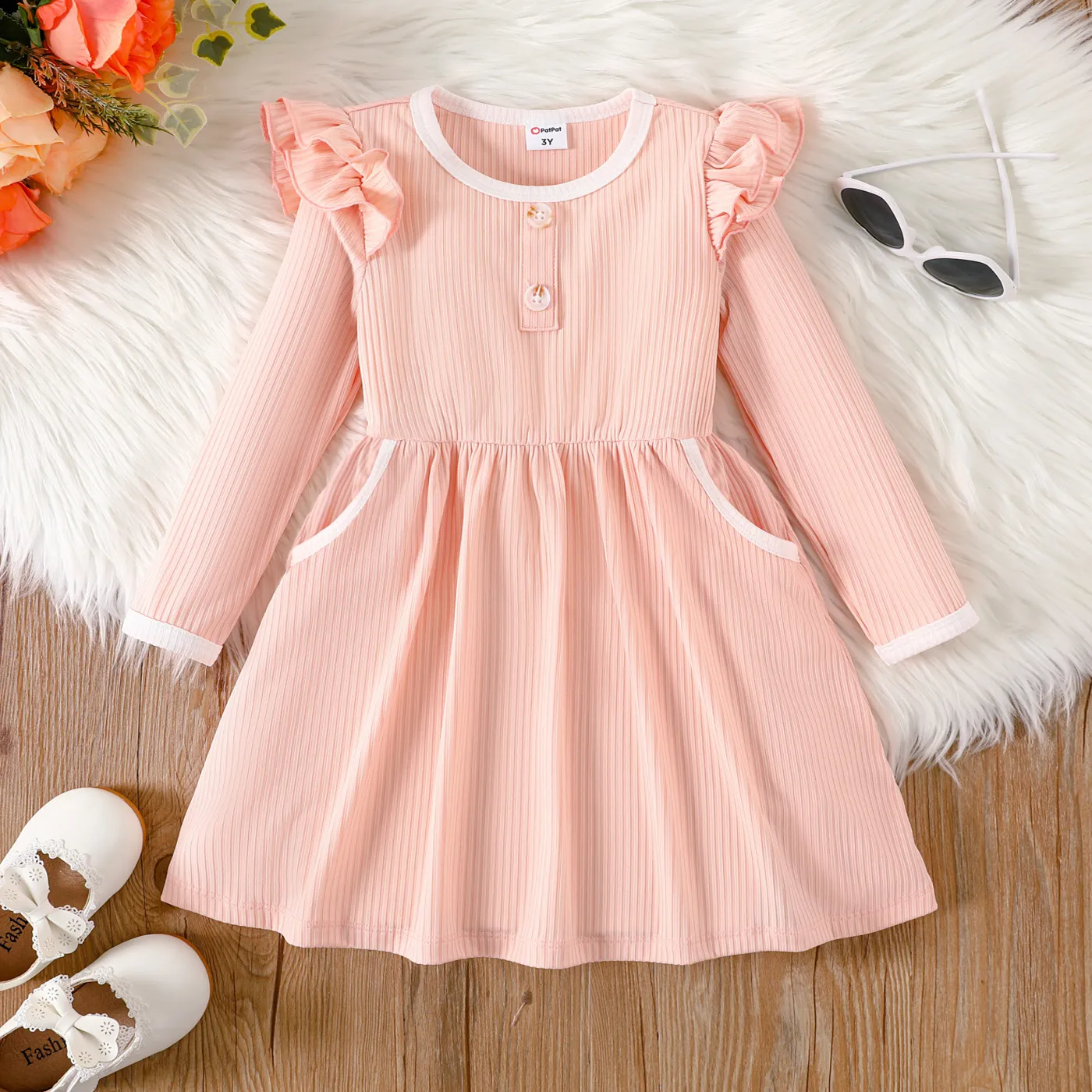 Criança Menina Mangas franzidas Básico Vestidos  big image 1